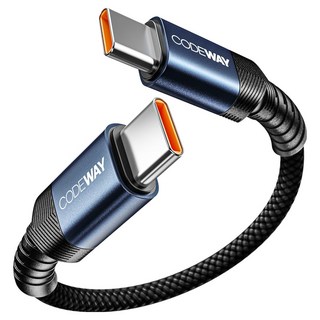 코드웨이 C타입-C타입 초고속충전 데이터 숏 케이블, 15cm, 블루 (C to C ), 1개