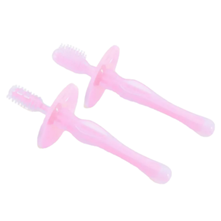 KU.KU Duckbill 酷咕鴨 幼兒學習矽膠牙刷組, 粉紅色, 2支, 1組