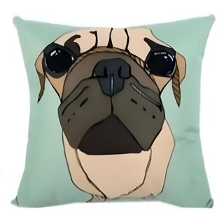 Life + 動物家族 棉麻舒適方型抱枕/靠枕, 果綠巴哥