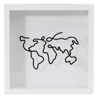 小麥購物 門票/明信片回憶儲存盒/相框式存錢罐 29 x 29cm 地圖, 白色, 1個