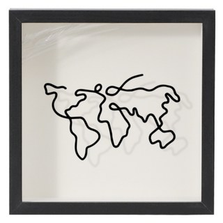 小麥購物 門票/明信片回憶儲存盒/相框式存錢罐 29 x 29cm 地圖, 黑色, 1個