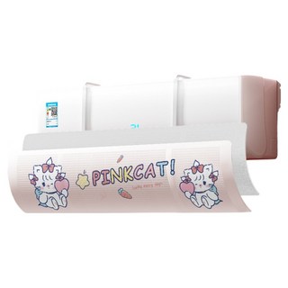 Hataesmall 簡約均勻導風冷氣擋風板 粉紅貓咪, 1個, 單一商品
