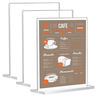 모더너리 A4 POP 아크릴 메뉴판 꽂이 A4 POP 세로 T자형, 3개