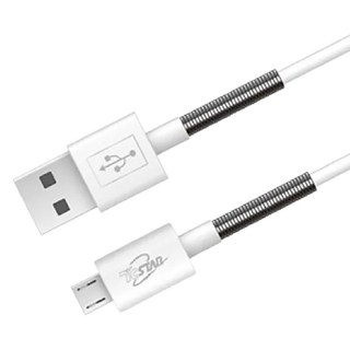 TcSTAR 迪士達 USB-A-Micro USB PVC彈簧充電傳輸線 TCW-U5100, 100cm, 1個, 白色