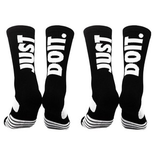 Eogane.com NPNG JUST DO IT 加厚長筒籃球登山健身瑜珈運動長襪, 2個, 黑色