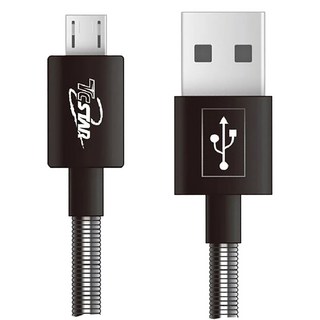 TcSTAR 迪士達 USB-A-Micro USB PVC彈簧充電傳輸線 TCW-U5100, 100cm, 1個, 黑色