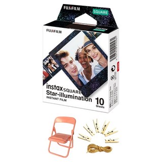 FUJIFILM 富士 instax 方形底片 星光 10入 + 照片掛繩 + 相片椅 套組, 1套, 單一商品