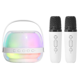 라익미 풀럼 페스티벌 블루투스 스피커 노래방 무선 마이크 세트, BC25, 화이트