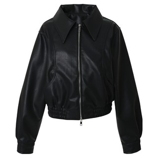 ab.plus 女款翻領仿皮雙向拉鍊夾克 LSY3MJ38
