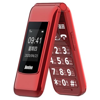 Benten 奔騰 雙螢幕 4G 摺疊按鍵式手機 F60+, 紅色, 0.256GB