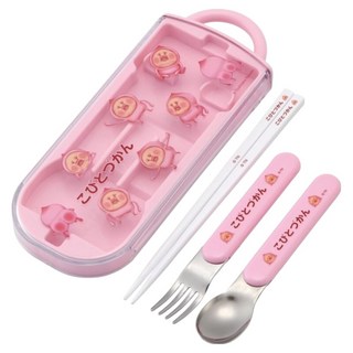 Skater 3合1餐具組, 筷子 + 叉子 + 湯匙 + 筷盒, 屁桃, 1套