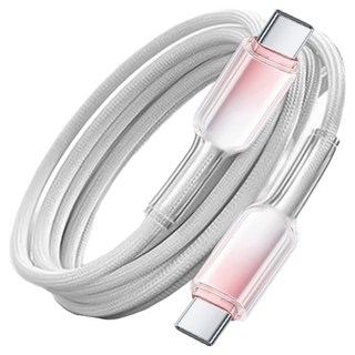 小麥購物 Type-C系列 65w Type-C-Type-C冰晶漸變快充數據線 L1366, 1個, 1m, 雪白粉