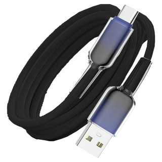 小麥購物 Type-C系列 冰晶漸變快充數據線 A-C 65w L1366, 1個, 2m, 黑晶藍