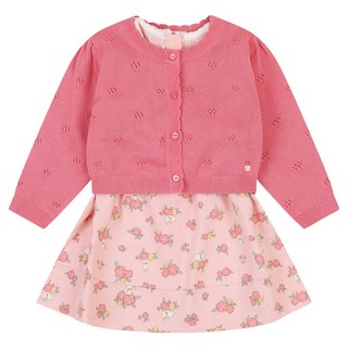 Happyland 女童小碎花洋裝 + 針織外套套組
