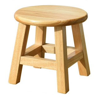 A&R 實木圓形矮板凳 原木, 1個, 原木色