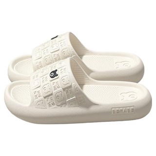 寵物星樂園 踩屎感厚底防滑小熊拖鞋/家居浴室防水止滑拖鞋/EVA軟底防臭室內拖鞋/防滑外穿涼拖鞋 38, 白色, 1雙