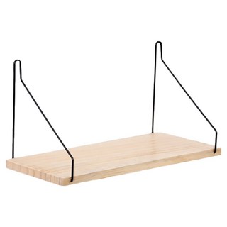 小麥購物 北歐風木質一字隔板牆面置物架 L2453, 實木色, 1層