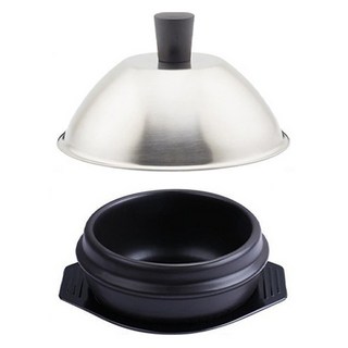 계란찜 4인용 뚝배기 + 뚜껑 + 받침 17.5cm 세트, 14cm, 1세트