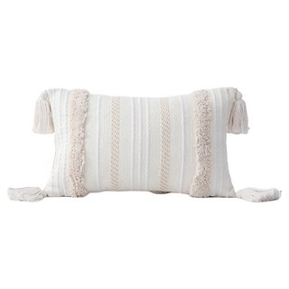 KOTI 日安生活 Boho波西米亞風流蘇護腰靠枕 含枕芯, E款 白色 + 淺棕色