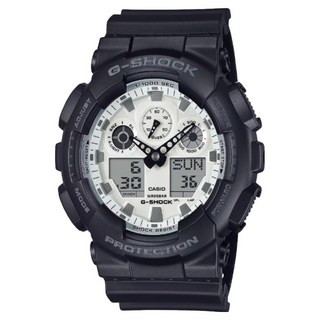 CASIO 卡西歐 G-SHOCK 黑白經典雙顯手錶 GA-100WD-1A