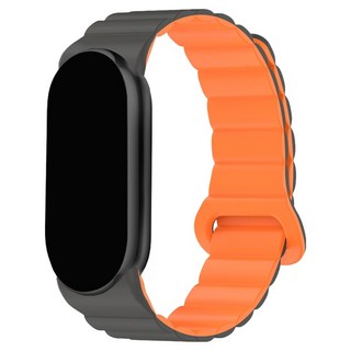 SPACE SHIELD 小米手環8 兼容 軟磁吸環矽膠錶帶, 1個, 灰橘色