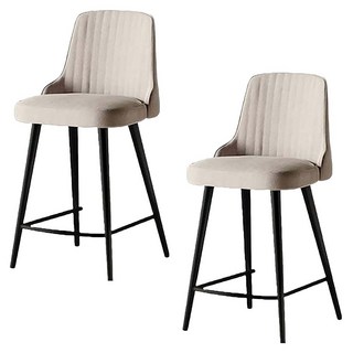 GAGU FEELING 天鵝絨織物酒吧椅, 2個, 米色