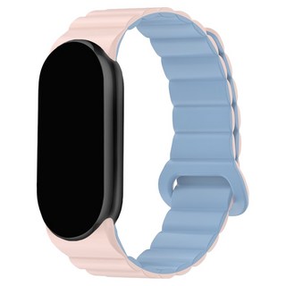 SPACE SHIELD 小米手環8 兼容 軟磁吸環矽膠錶帶, 1個, 粉天藍色