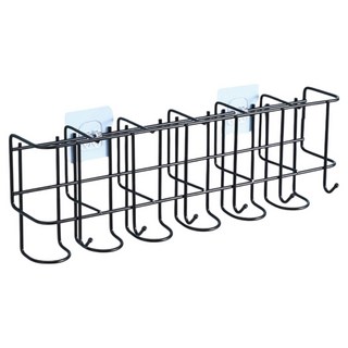 小麥購物 壁掛式雨傘收納置物架 6孔6鉤 L2365, 1個, 黑色