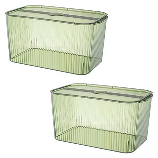 小麥購物 透明收納盒 中 L2907, 2個, 透明綠色