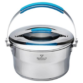 BUFFALO 牛頭牌 新雅登 304不銹鋼加厚底調理鍋 防燙提把 堆疊收納 IH/電磁爐適用 3.2L, 1個, 23.7cm, 銀色