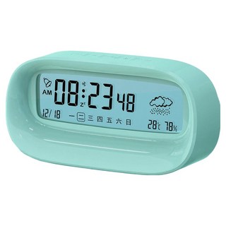 小麥購物 數字靜音可愛電子測溫鬧鐘 C636 108g, 藍色