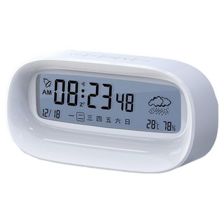 小麥購物 數字靜音可愛電子測溫鬧鐘 C636 108g, 白色