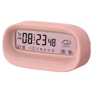 小麥購物 數字靜音可愛電子測溫鬧鐘 C636 108g, 粉色
