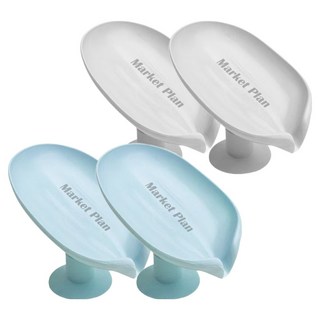 마켓플랜 나뭇잎 물빠짐 비누 받침대 2종 x 2p 세트, 그레이, 블루, 1세트