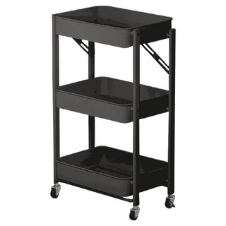 ONE HOUSE 免安裝折疊收納推車 LM-K313-1, 黑色, 3層