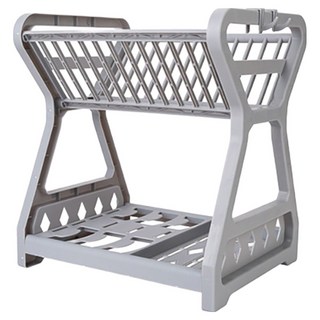 小麥購物 雙層碗盤瀝水架 L2925, 2層, 1個, 灰色
