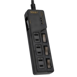 安全達人 BiBi 聲 AI 過載警報延長線 4開3插 2P, 180cm, 灰色, 1個