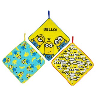 MARUSHIN 丸真 小小兵純棉掛繩小方巾3件組 96g, BELLO, 1套