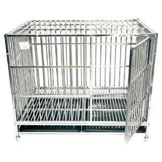 彬彬小舖 白鐵不鏽鋼狗籠 附托盤 + 輪子, 1個, 不鏽鋼本色