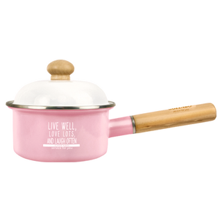 GOZENBO 御膳坊 輕時光琺瑯牛奶鍋, 1個, 16cm, 粉紅色