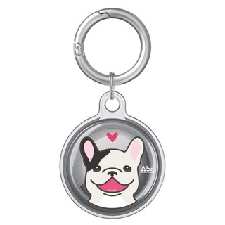 反骨創意 Airtag 彩繪全包式TPU保護套 鬥牛犬, 透黑色, 1個