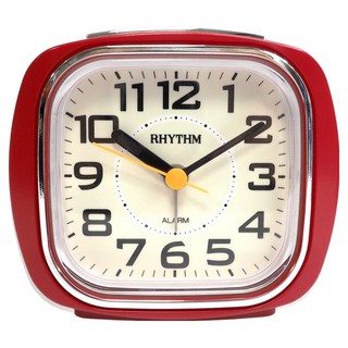RHYTHM 日本麗聲時計 經典時尚漸進鬧鈴螢光面板鬧鐘, 櫻桃紅