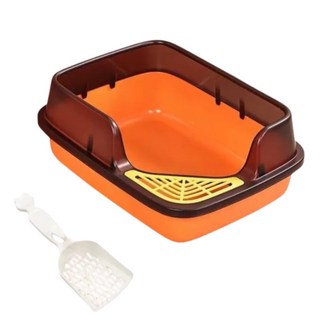 高精寵物 斜口貓砂盆 附貓砂鏟, 1個, 橘色