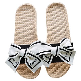 Bebehome 夏日蝴蝶結亞麻居家拖鞋