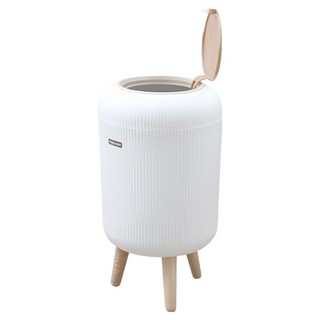 구디푸디 템바보드 원터치 원형 쓰레기통 10L, 화이트