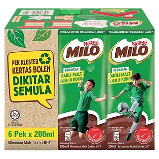 MILO 美祿 巧克力牛奶, 200ml, 6個