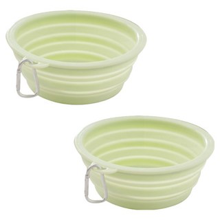 딩동펫 반려동물 마카롱 폴더블 휴대용 식기 대형, 그린, 2개