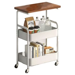 小麥購物 分層收納可移動置物架 L1239, 1個, 白色