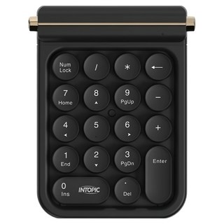 INTOPIC 廣鼎 IT-2.4GHz復古無線數字鍵盤, 黑色, KBW-N107BK