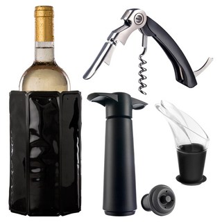 VacuVin 軟冰桶 + 開酒注酒抽真空組, 黑色, 5個